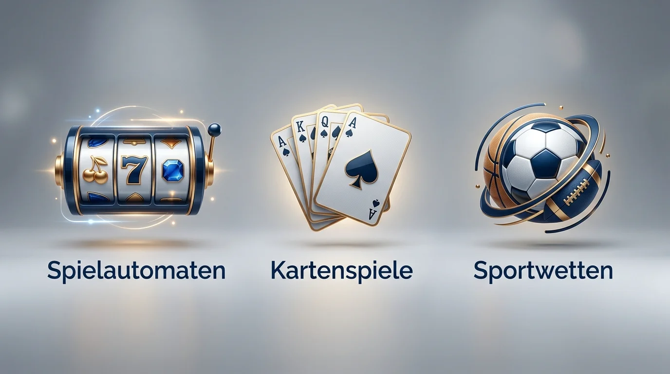 Symbolische Darstellung erlaubnisfähiger Online-Spielformen wie Automatenspiel, Poker und Sportwetten