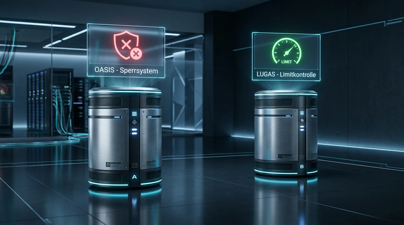 Zwei eigenständige Datenbanken nebeneinander, eine für Sperren und eine für Limits